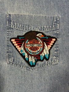 Y2K BOOTLEG HARLEY DAVIDSON JEANS HEMD (L)