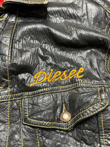 80s DIESEL EMBROIDERED LEATHER JACKET (L)