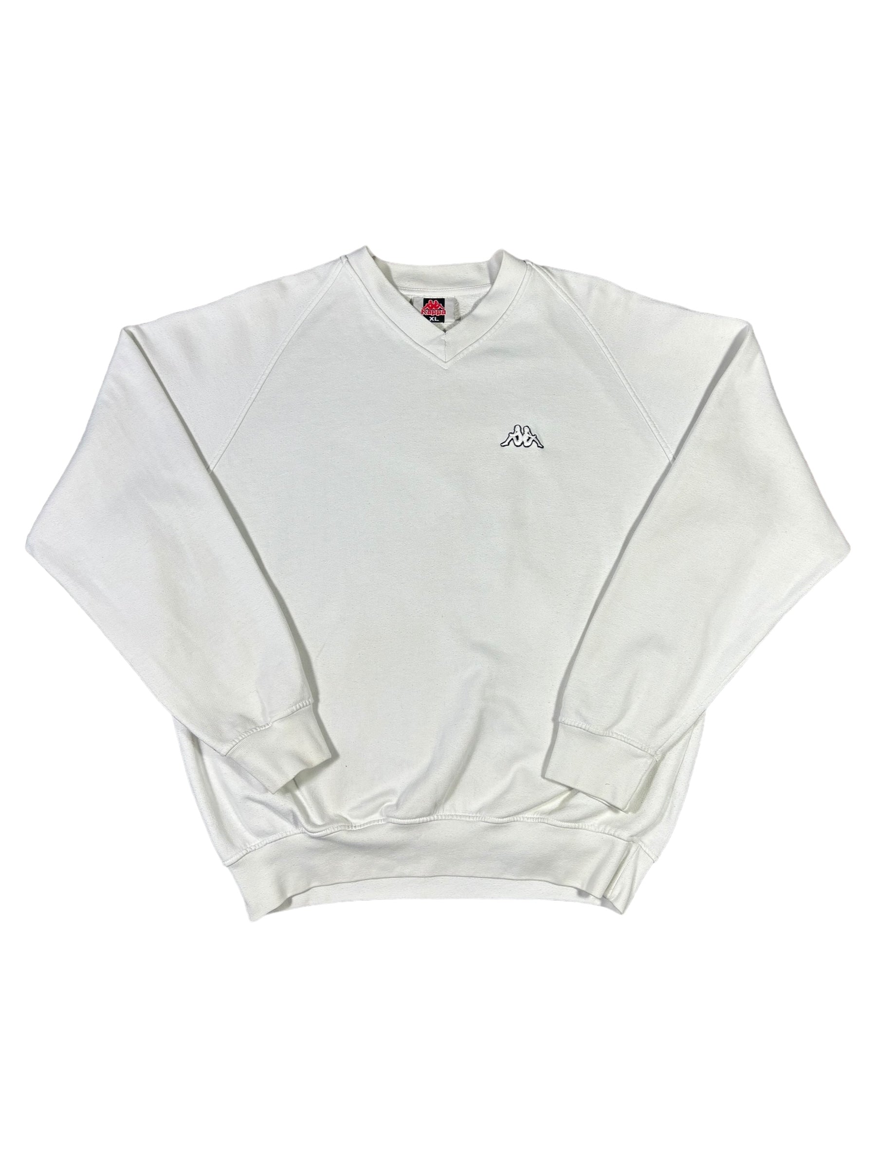 Y2K KAPPA EMBROIDERED V-NECK SWEATER (XL)