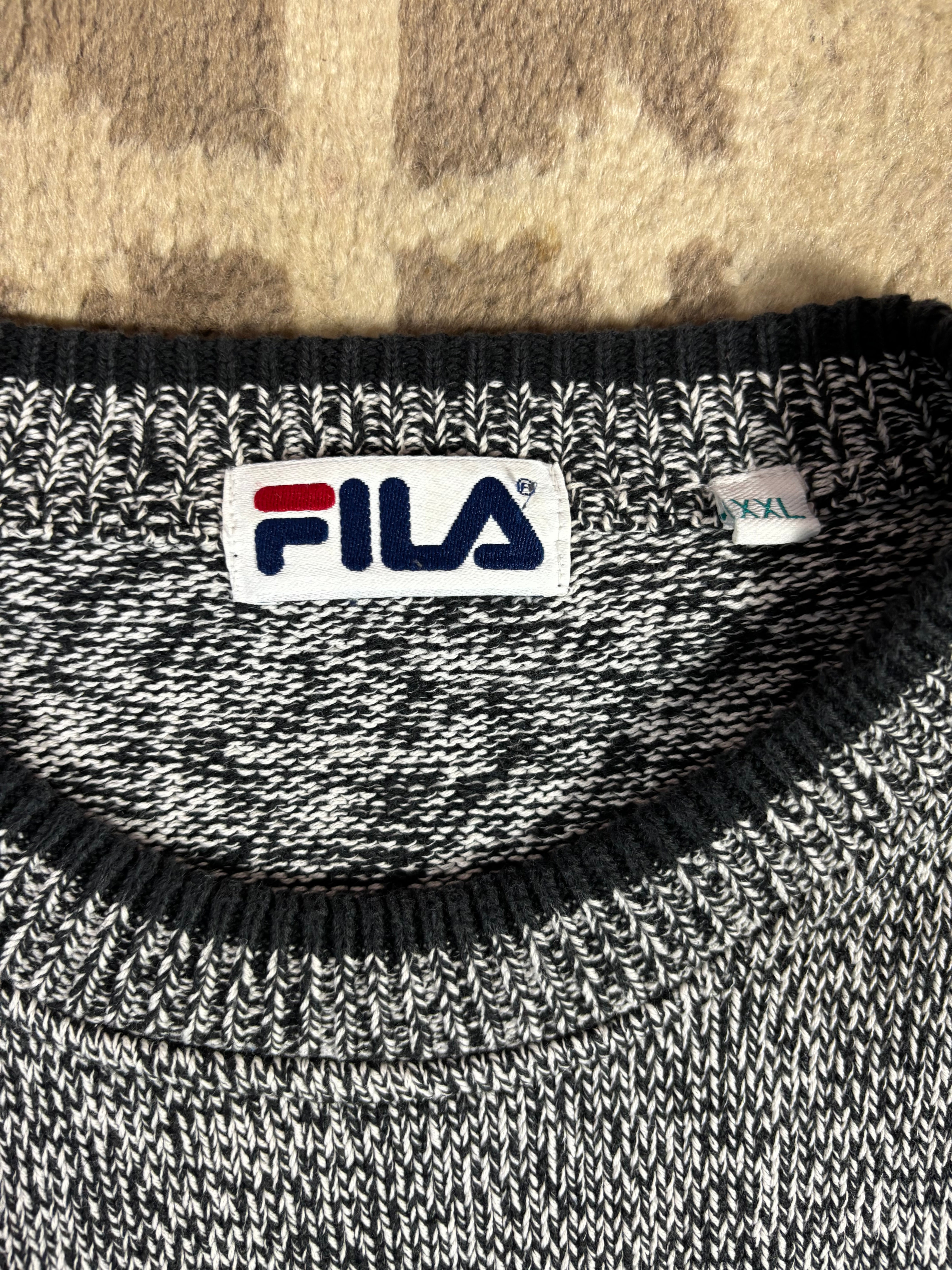 FILA Y2K KNIT EMBROIDERED KNIT SWEATER (XXL)